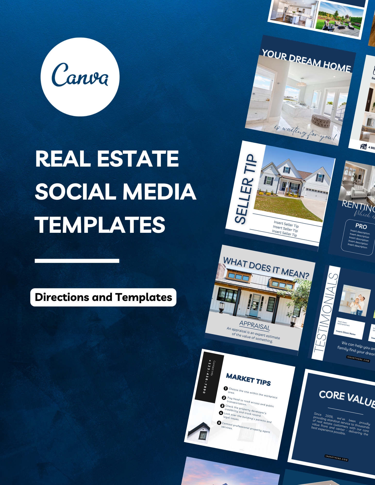 Social media marketing templates that we sell to real estate agents on Etsy.