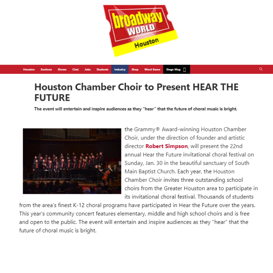 Houston Chamber Choir to Present HEAR THE FUTURE