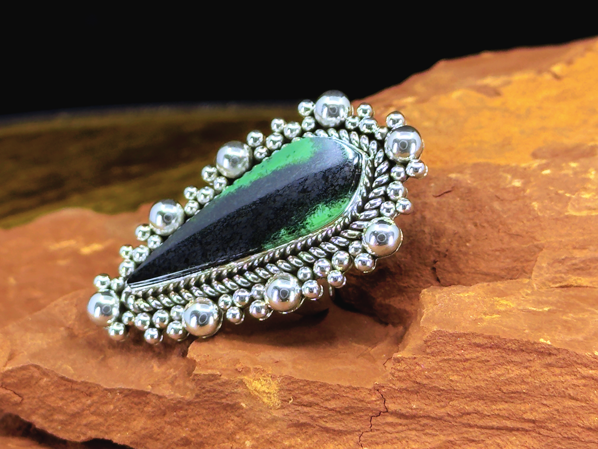 Green Garnet ring by Artie Yellowhorse