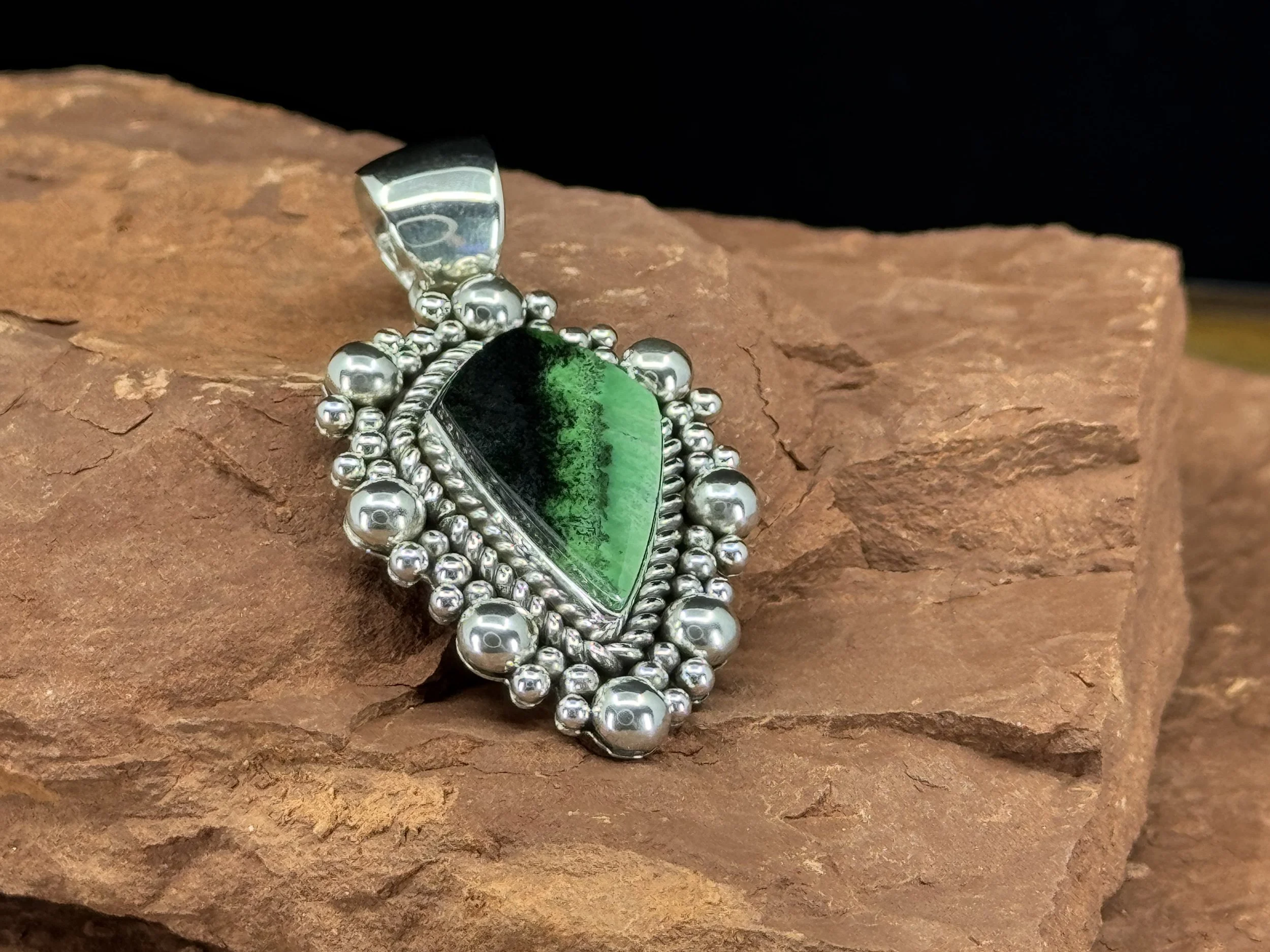 Green Garnet Pendant by Artie Yellowhorse