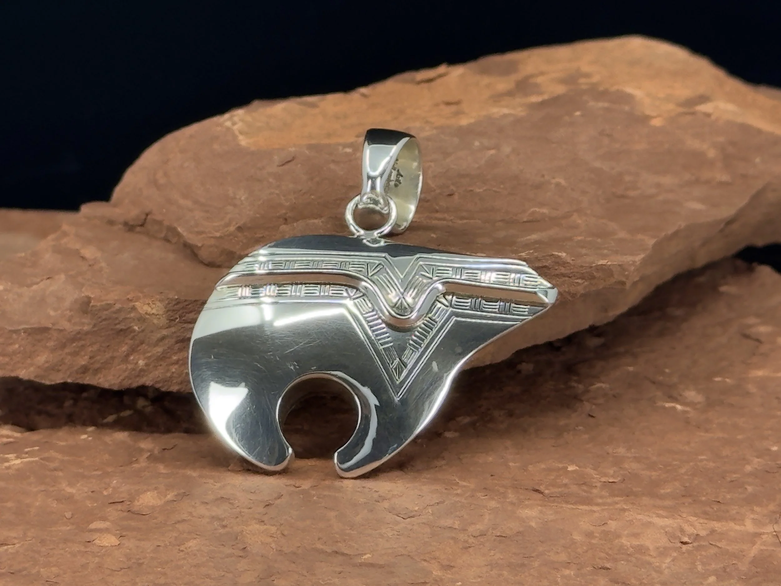 Sterling Silver Bear pendant by Artie Yellowhorse