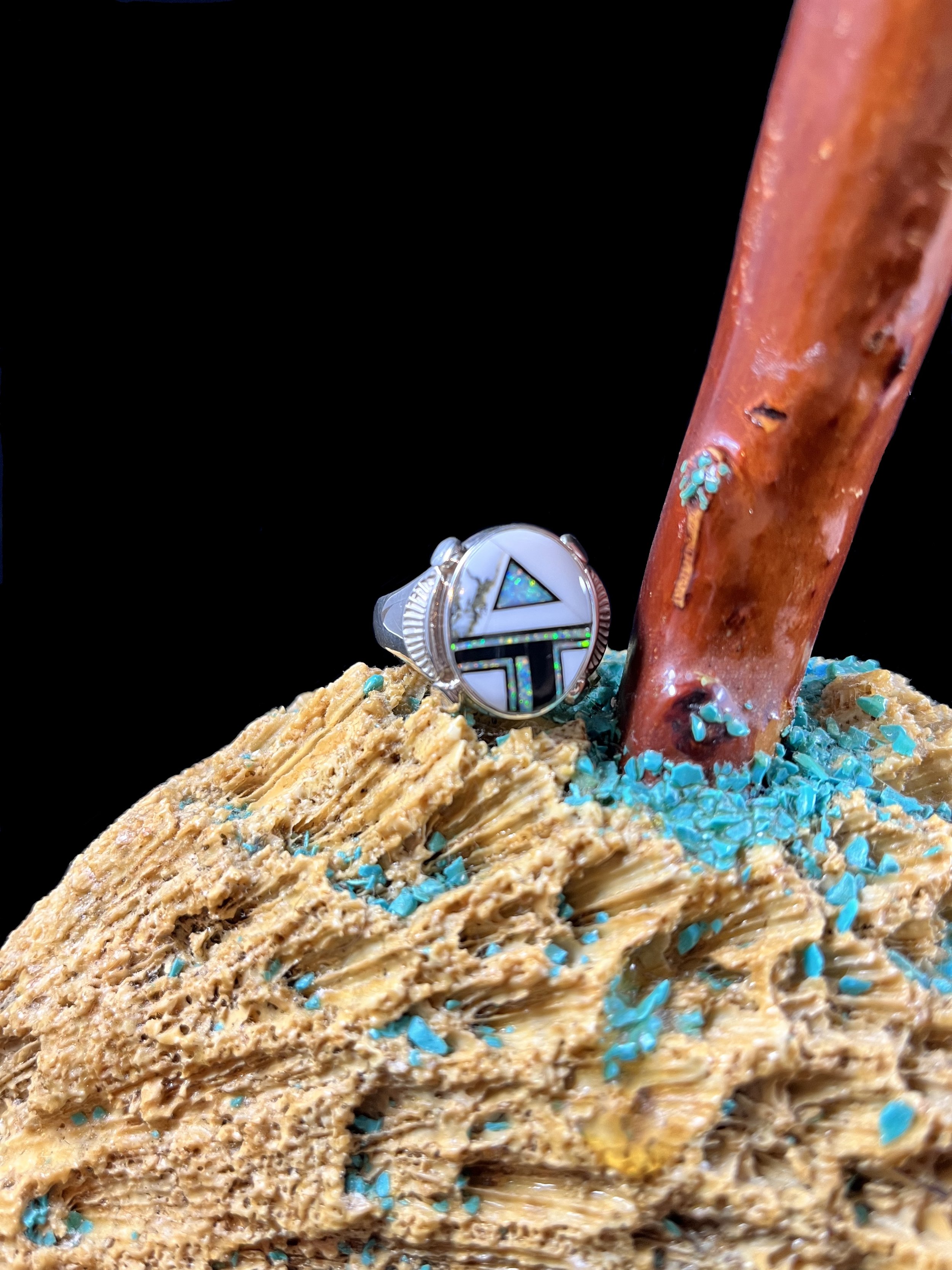 Navajo White Buffalo Turquoise Ring