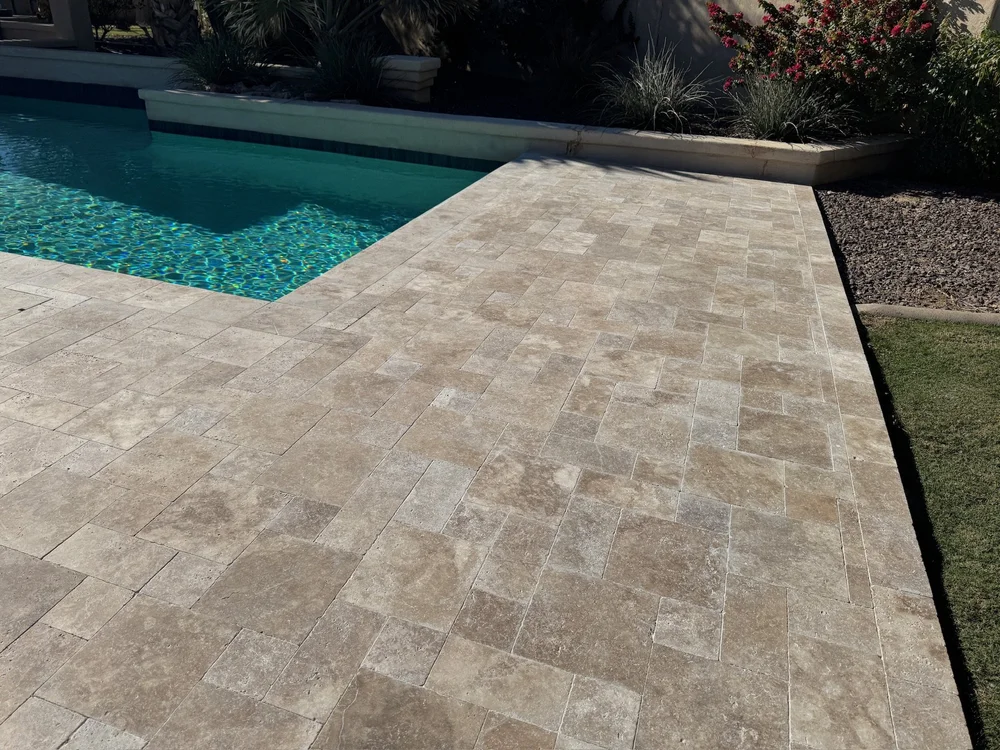 Finished paver detail beside the pool