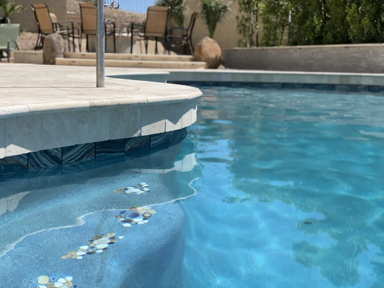 Pool with Blue Frost micro pebble and glass finish