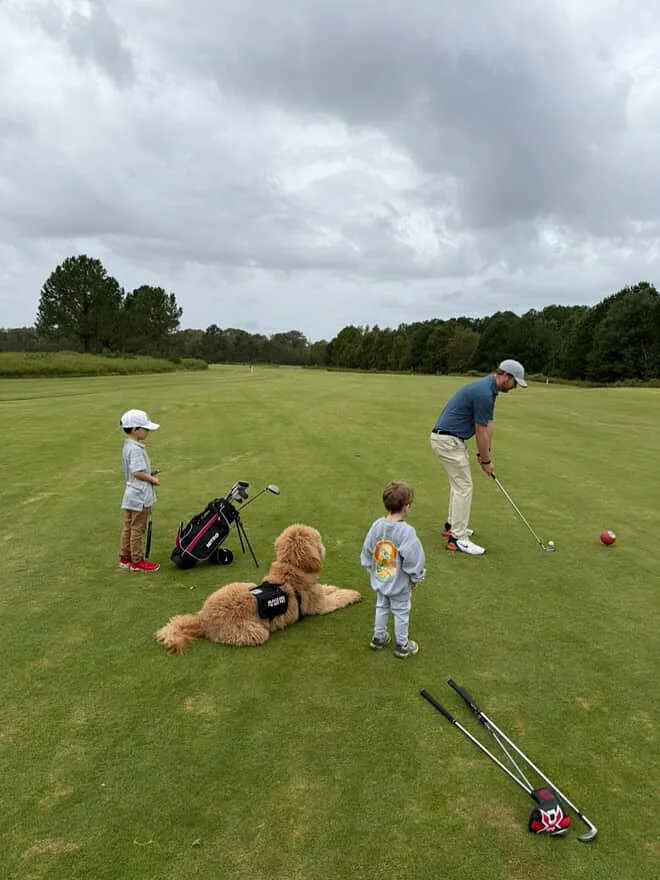 Out on the golf course, Allen, his family, and their service dog Palmer are doing one of our favorite activities together. 🤩

After years of living with seizures triggered by trauma, Palmer provides safety, comfort, and peace of mind. Thanks to supp