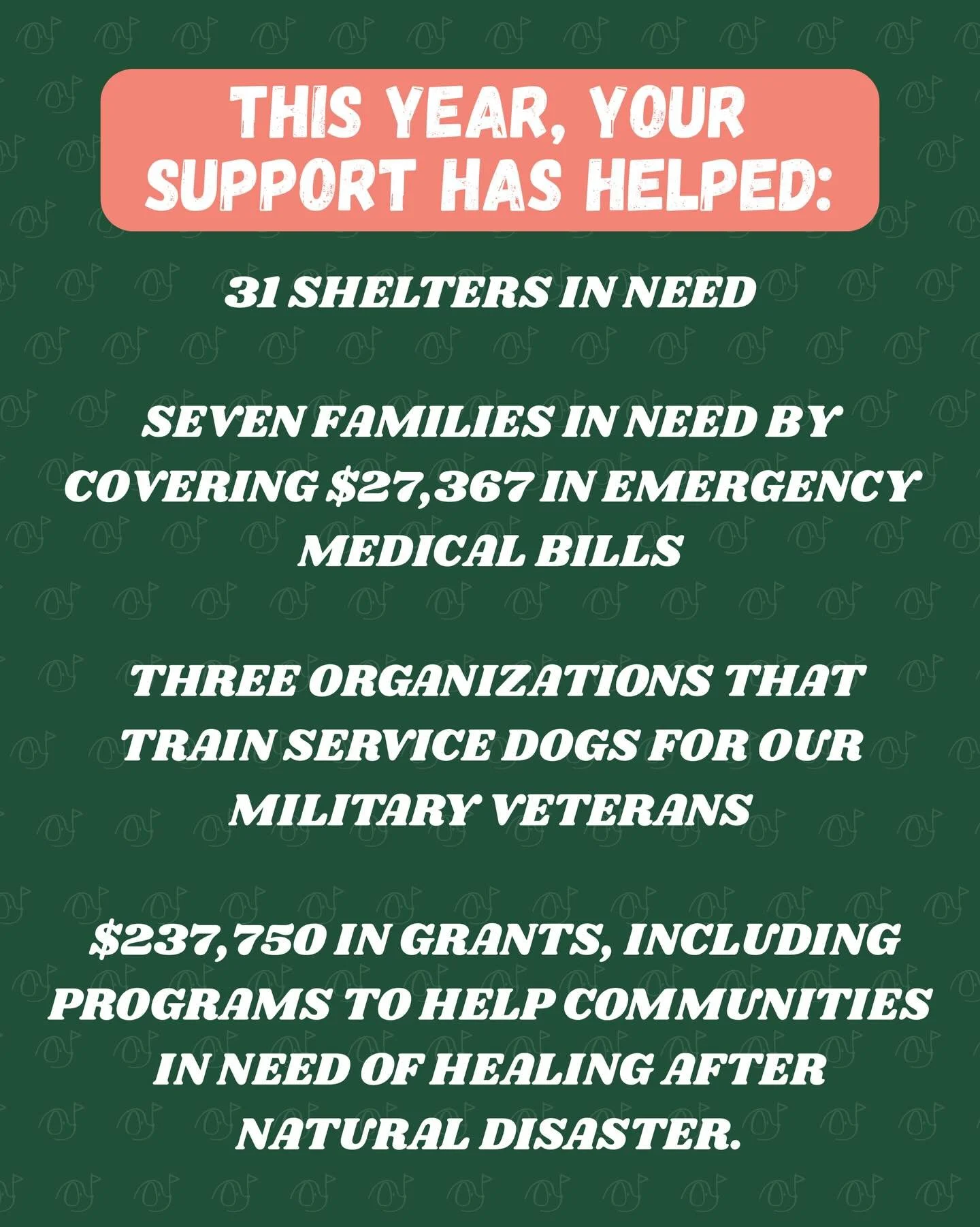 💛 Tomorrow is #GivingTuesday 

The heart of our mission is simple: together, we save dogs in need and improve the lives of the people who love them.

This year, your support has helped:
 🐾 31 shelters in need
 🐾 7 families cover $27,367 in emergen