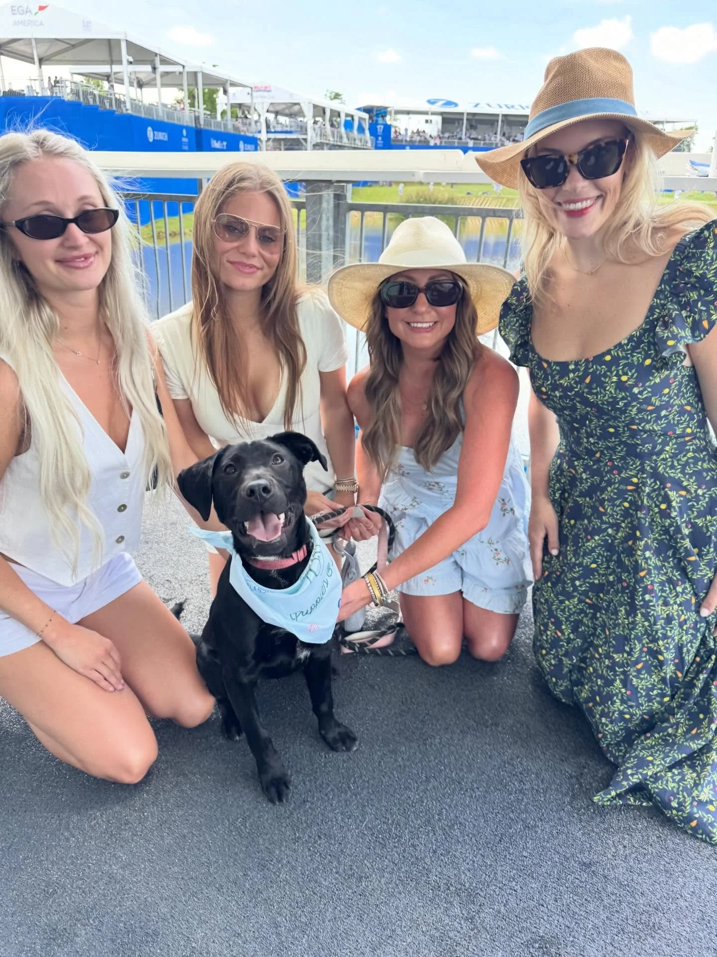 Puppies &amp; Golf bring Joy ✨

Joy&rsquo;s made some friends at the Tito&rsquo;s Golf Club overlooking 17 at Zurich Classic! Come visit us 12-5pm today and tomorrow if you&rsquo;re at the tournament!
