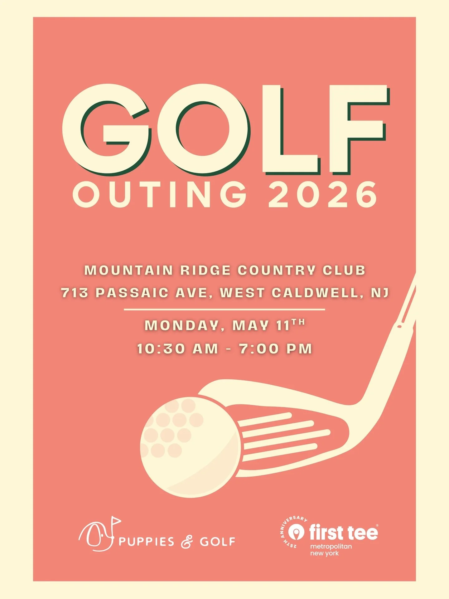 Tee up for a day that gives back 🐾⛳

Puppies &amp; Golf and @firstteemny are hitting the course together for a special Golf Outing you won&rsquo;t want to miss.

📍 Mountain Ridge Country Club
📅 Monday, May 11
⏰ 10:30 AM &ndash; 6:00 PM

Enjoy 18 h