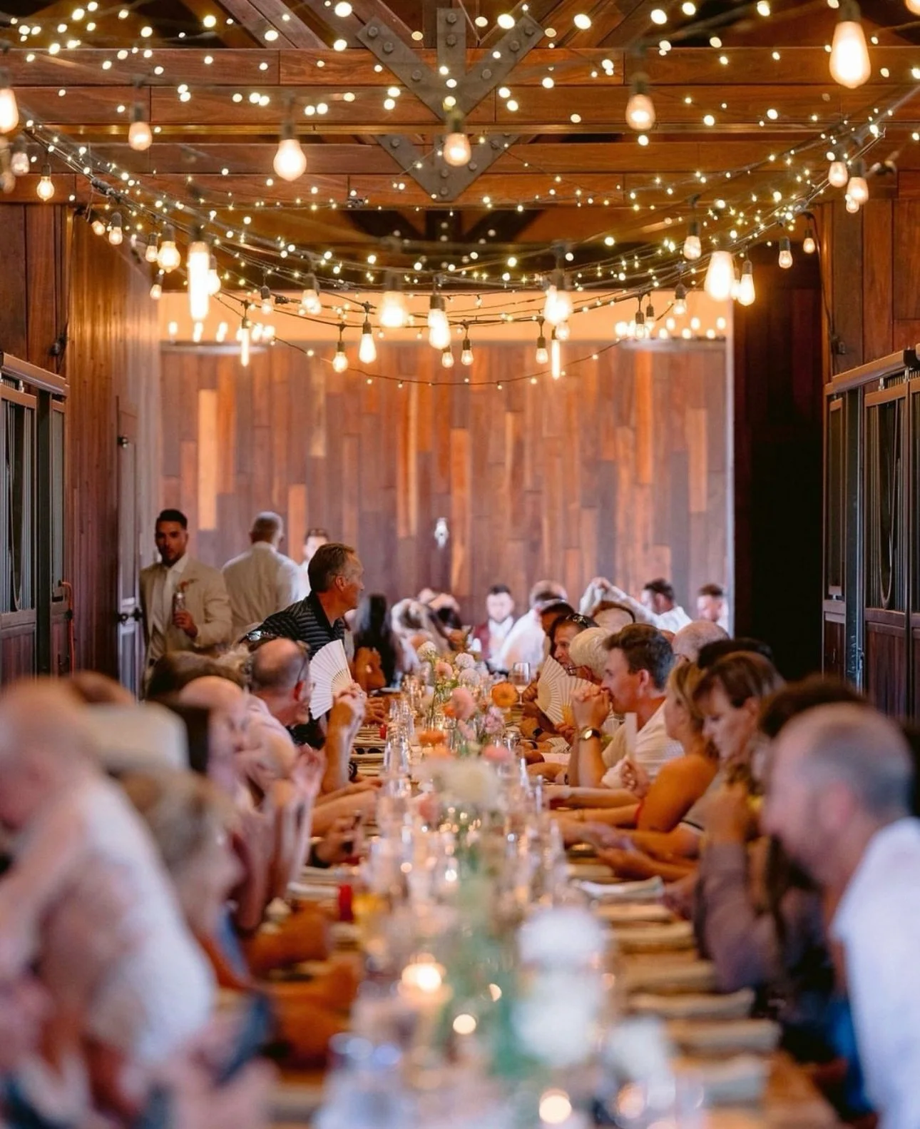 Barn dinner. Candlelight. String lights overhead&mdash;nothing compares. ✨🕯️

Photographer: @jadiejophotography
Videographer: @jeremyandersonfilms
DJ: @djchrisevents
Catering: @culinarycrafts 

#barnwedding #utahwedding #parkcityevents