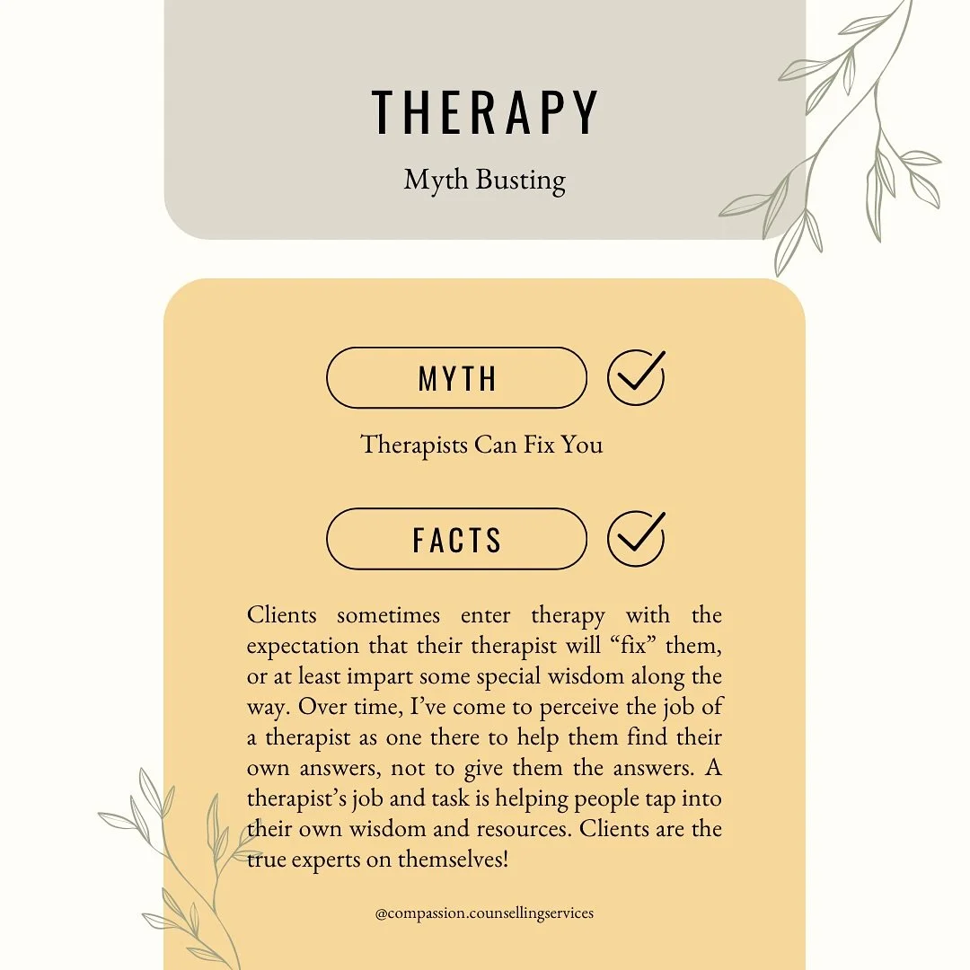 Therapy isn&rsquo;t about &ldquo;fixing&rdquo; but supporting you in creating real, meaningful change. 
Myths around therapy keep many from exploring this powerful tool. Let&rsquo;s break them down: not all therapy is crisis-driven, friends are amazi