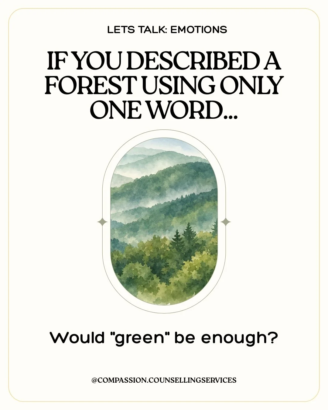 If you described a forest using only one word, would &ldquo;green&rdquo; be enough?

Probably not.

A forest can be vibrant, quiet, mysterious, vast, dense, and beautiful. The more specific you are, the more you understand what you&rsquo;re looking a