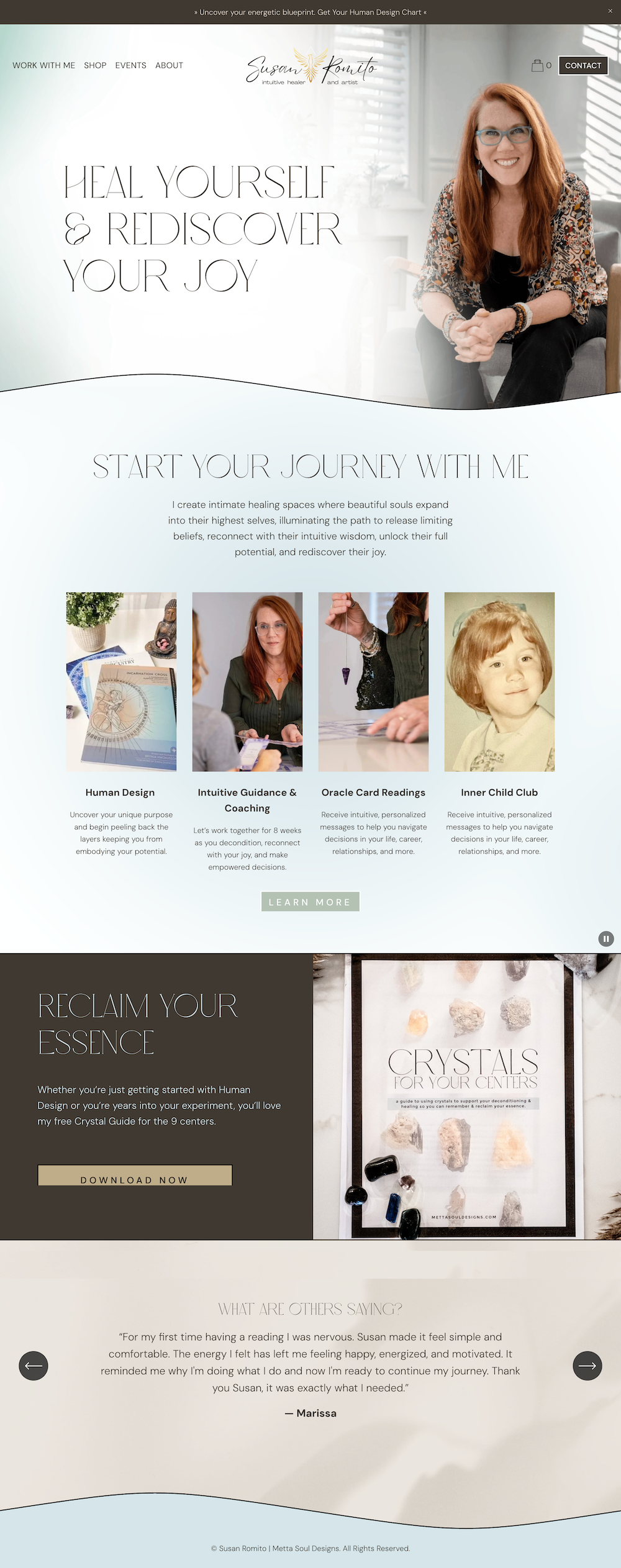 Susan Romito | Spiritual Website Design for Human Design Guide and Healer | Squarespace