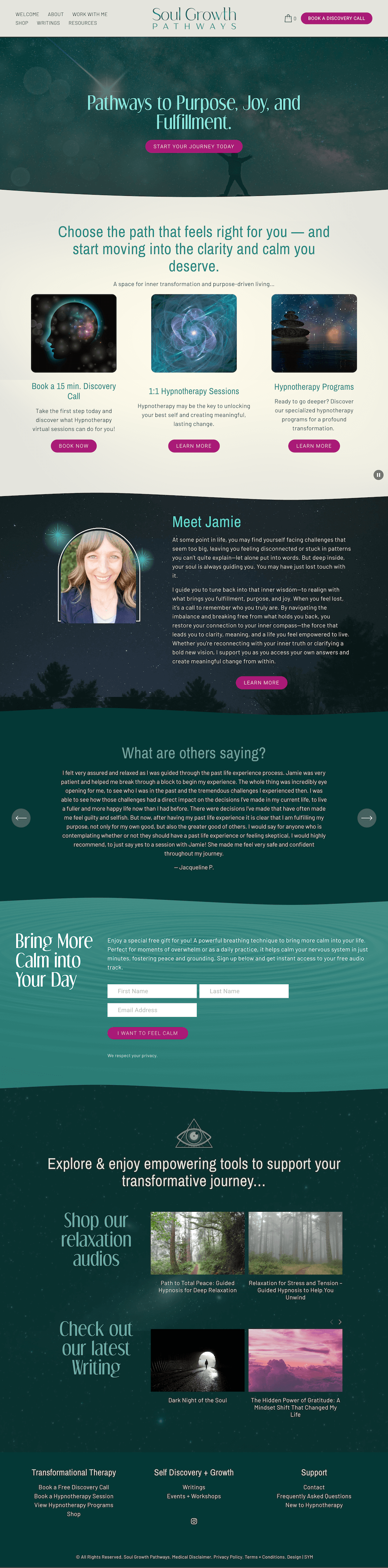 Soul Growth Hypnotherapy | Web Design for Wellness Therapist | Squarespace
