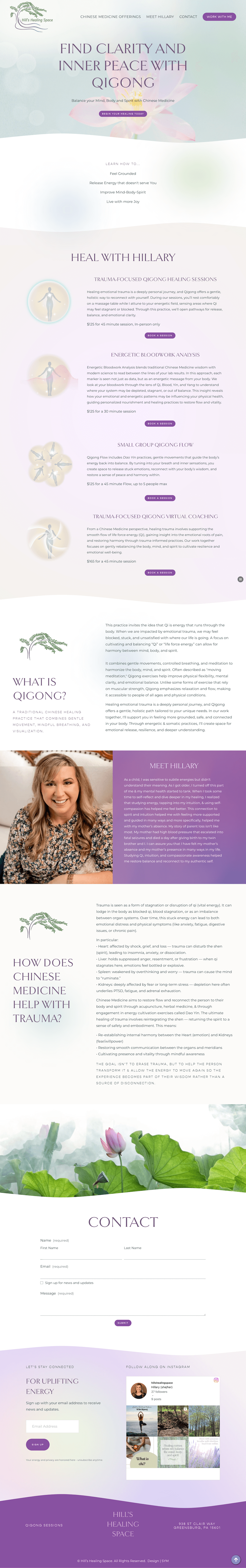 Healing with Hillary | Website Design for Qijong Healer | Squarespace