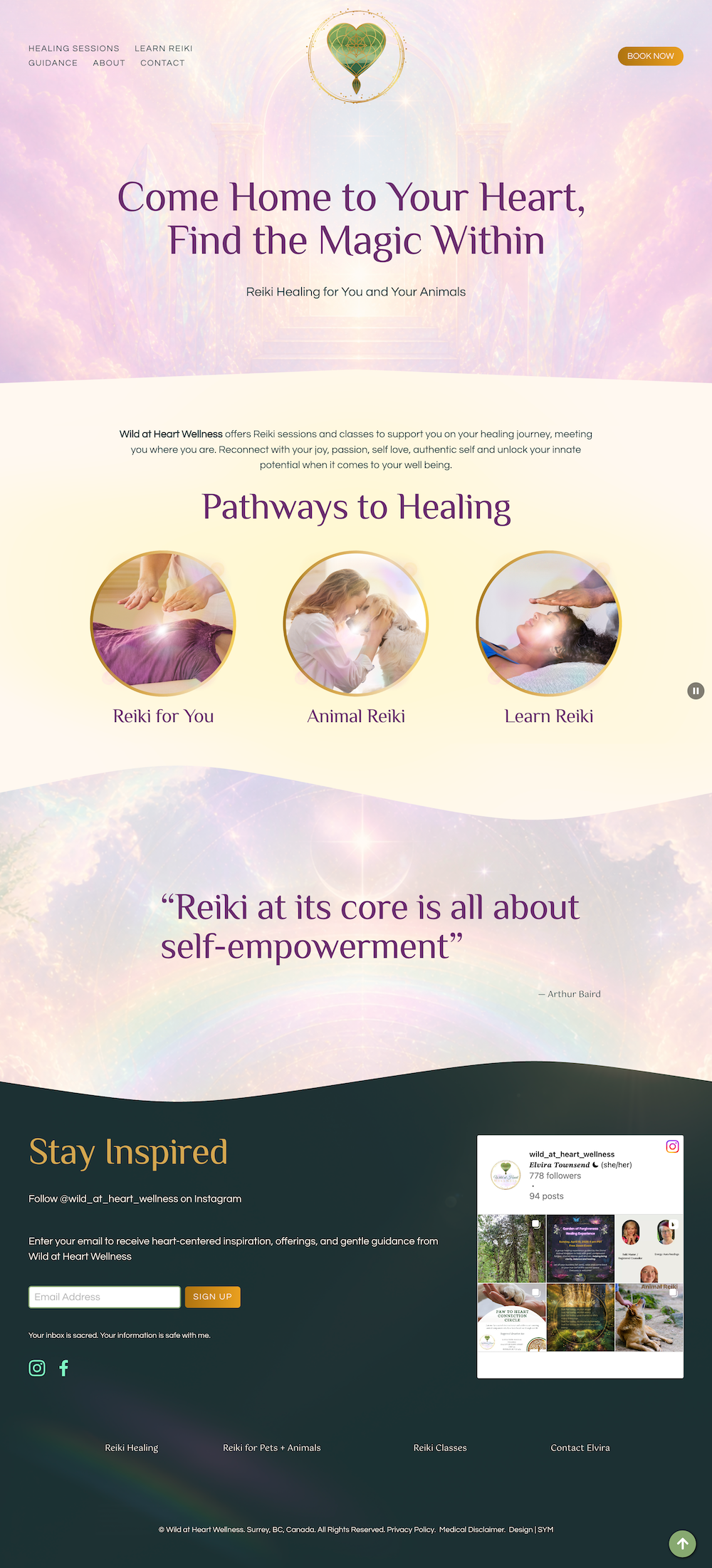 Wild at Heart Wellness | Spiritual Website Design for Reiki Master Healer and Teacher | Squarespace