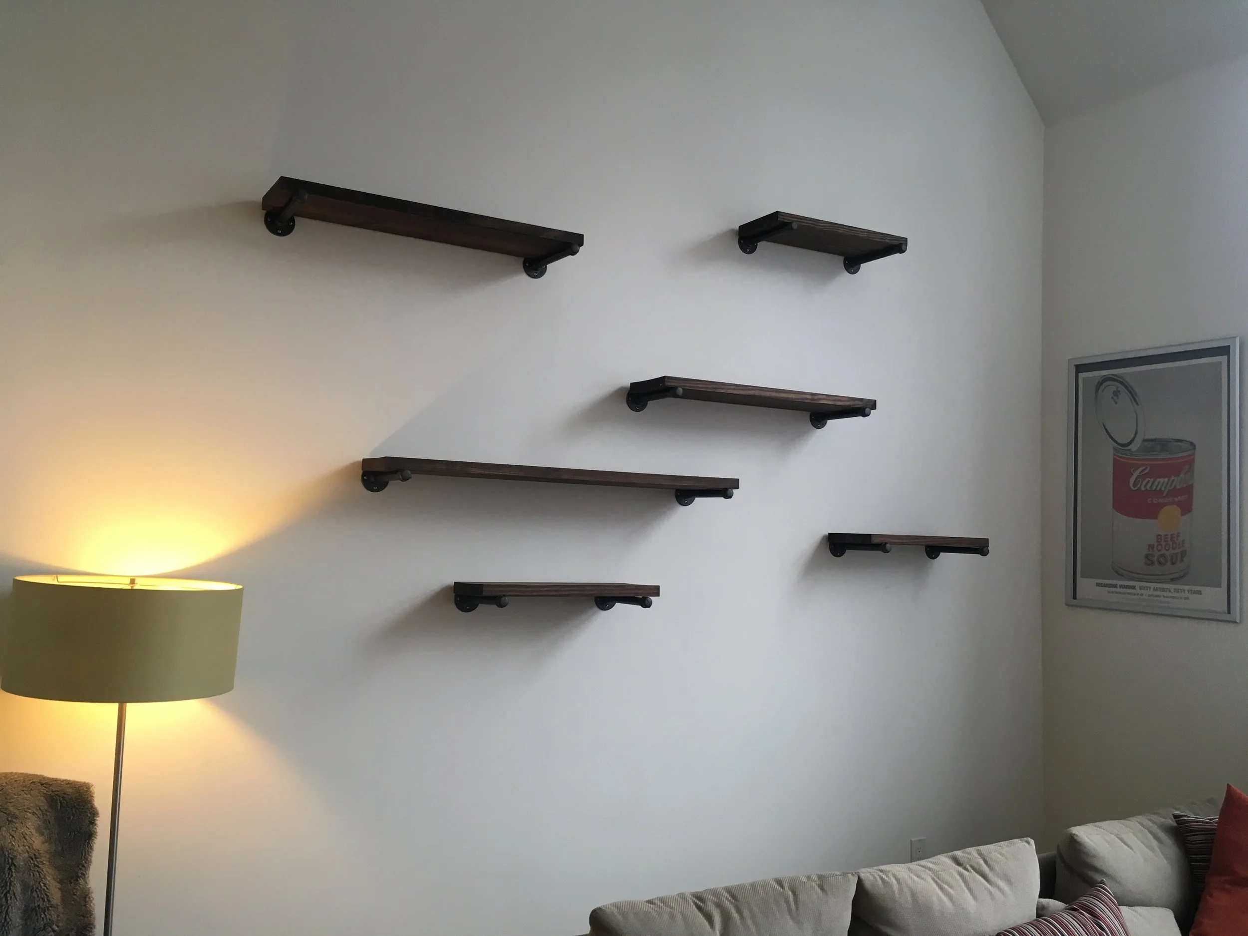 Custom shelves fabricated and mounted.