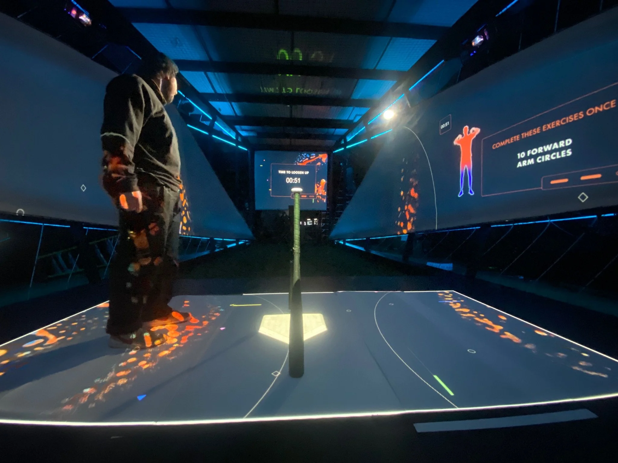 Inside the batting cage.