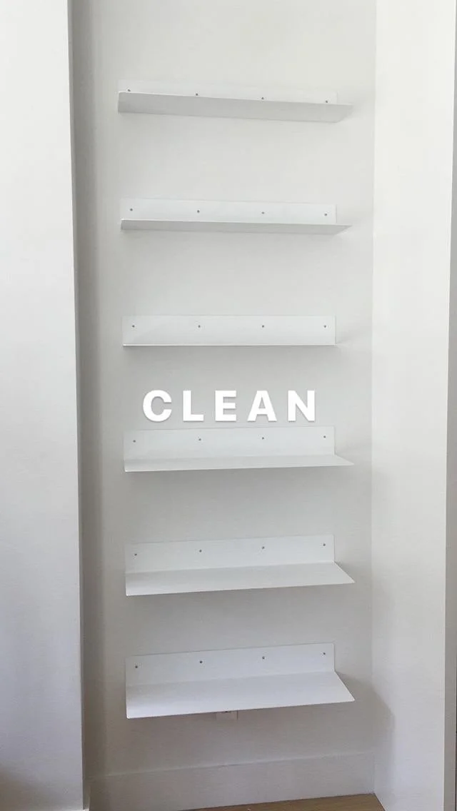 Custom shelves fabricated and mounted.