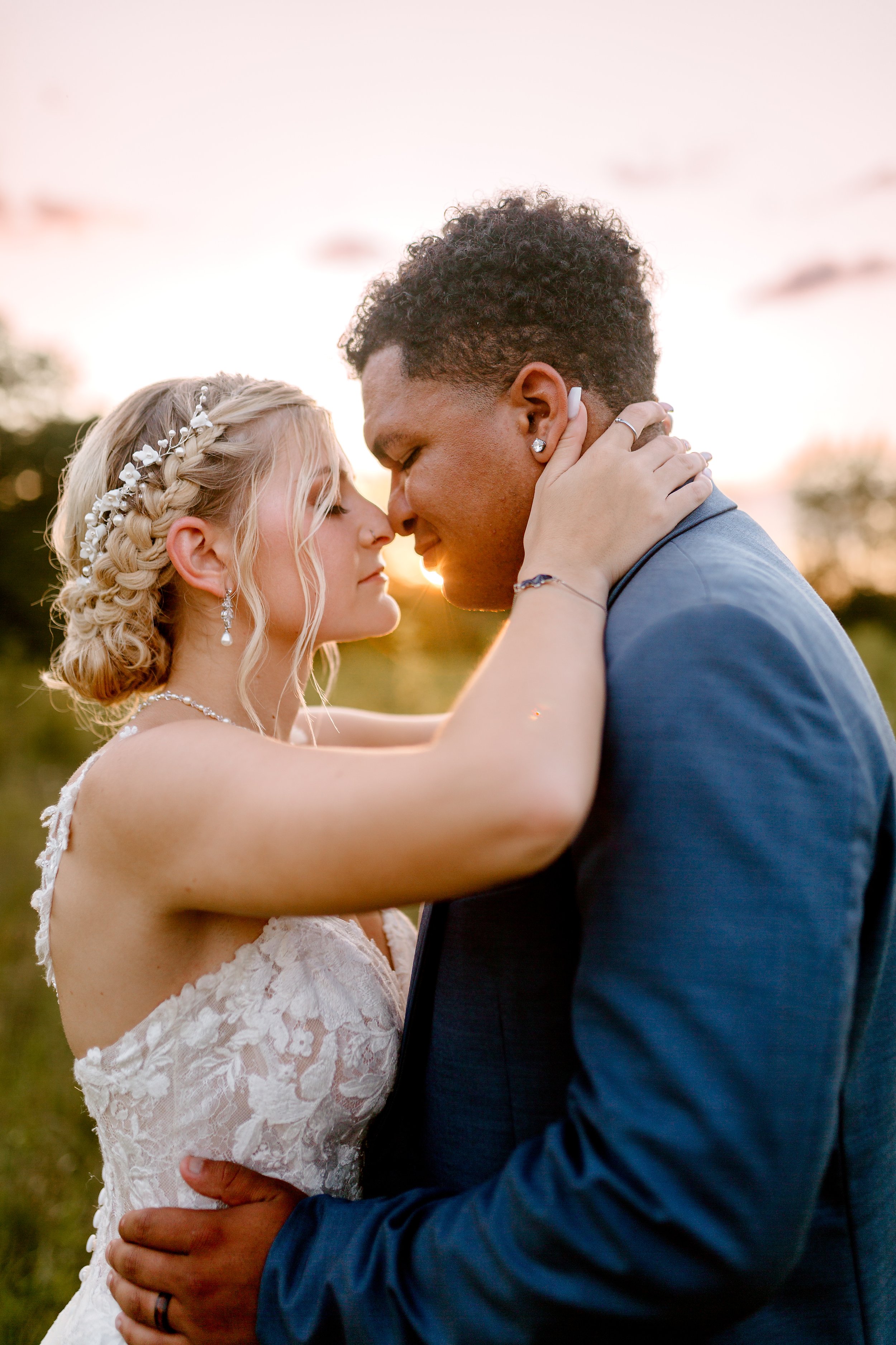 husband and wife embracing each other during their wedding in kentucky
