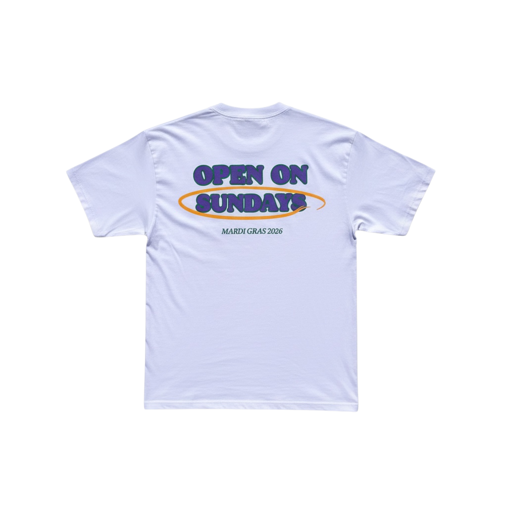 OpenOnSundays 2026 MardiGras Tee