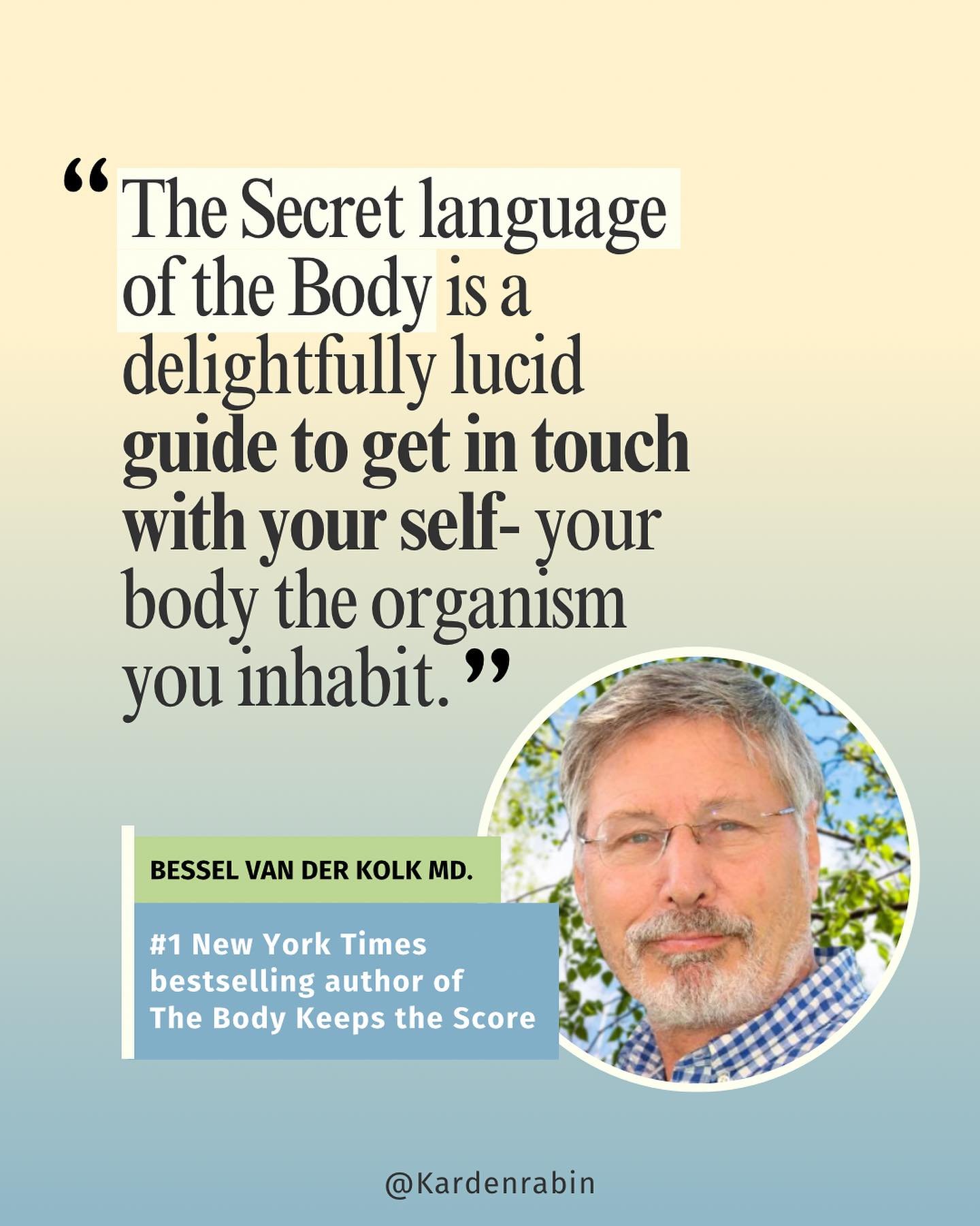 I believe in fate. There have been too many wildly improbable synchronicities in my life to believe otherwise.
.
Five years ago, a month after having my mind blown and life path forever altered by reading Bessel Van der Kolk&rsquo;s The Body Keeps th