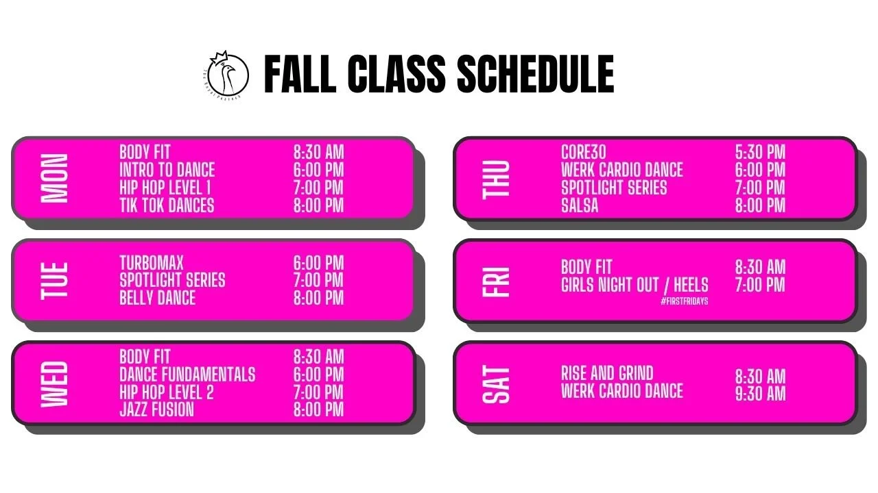 The Royal Peacock Studio fall class schedule