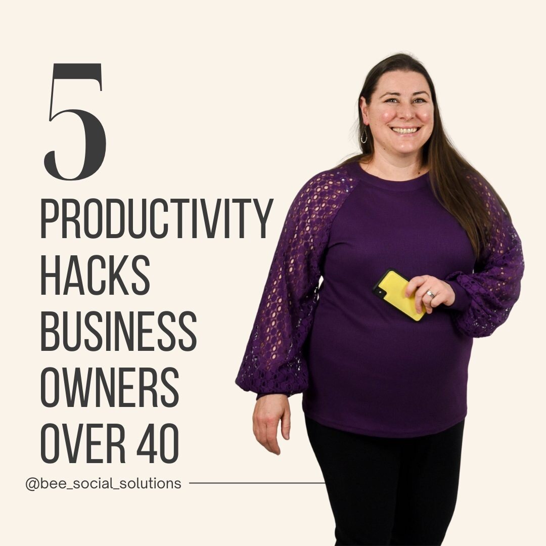 Who doesn't love a good productivity hack?!?! I've got 5 for you right here that work for this 44 year old, mom of 4 and business owner.

Save this post for later, or pin the blog post linked in my bio to your Pinterest board, because the hacks that 