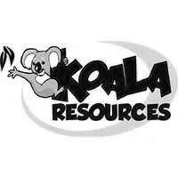 Logo for Koala Resources featuring a cartoon koala holding a branch, with the company name in green and black text.