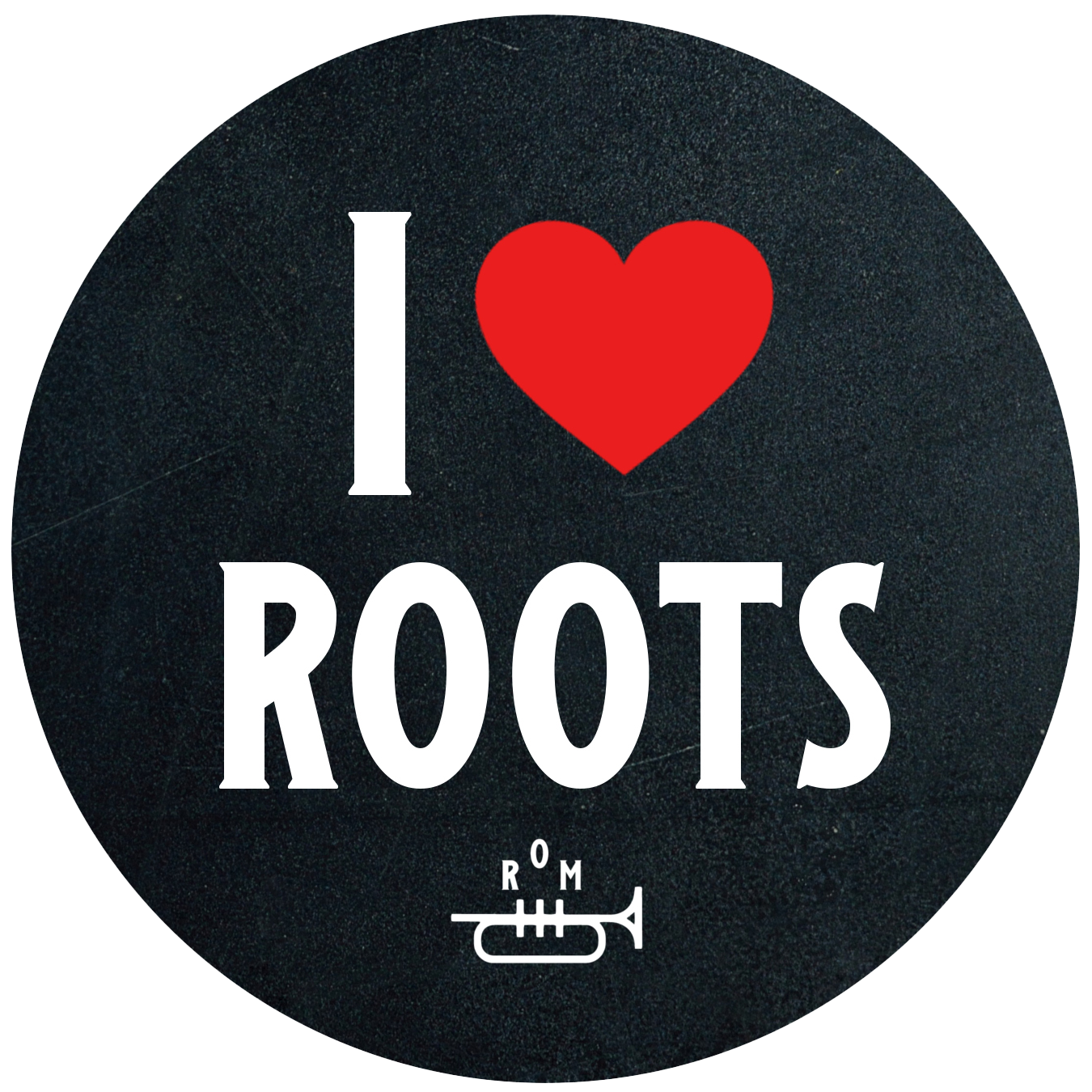 I Heart Roots sticker. My first project for The Roots of Music. The executive director said, "I want stickers," and the I heart Roots sticker was born.