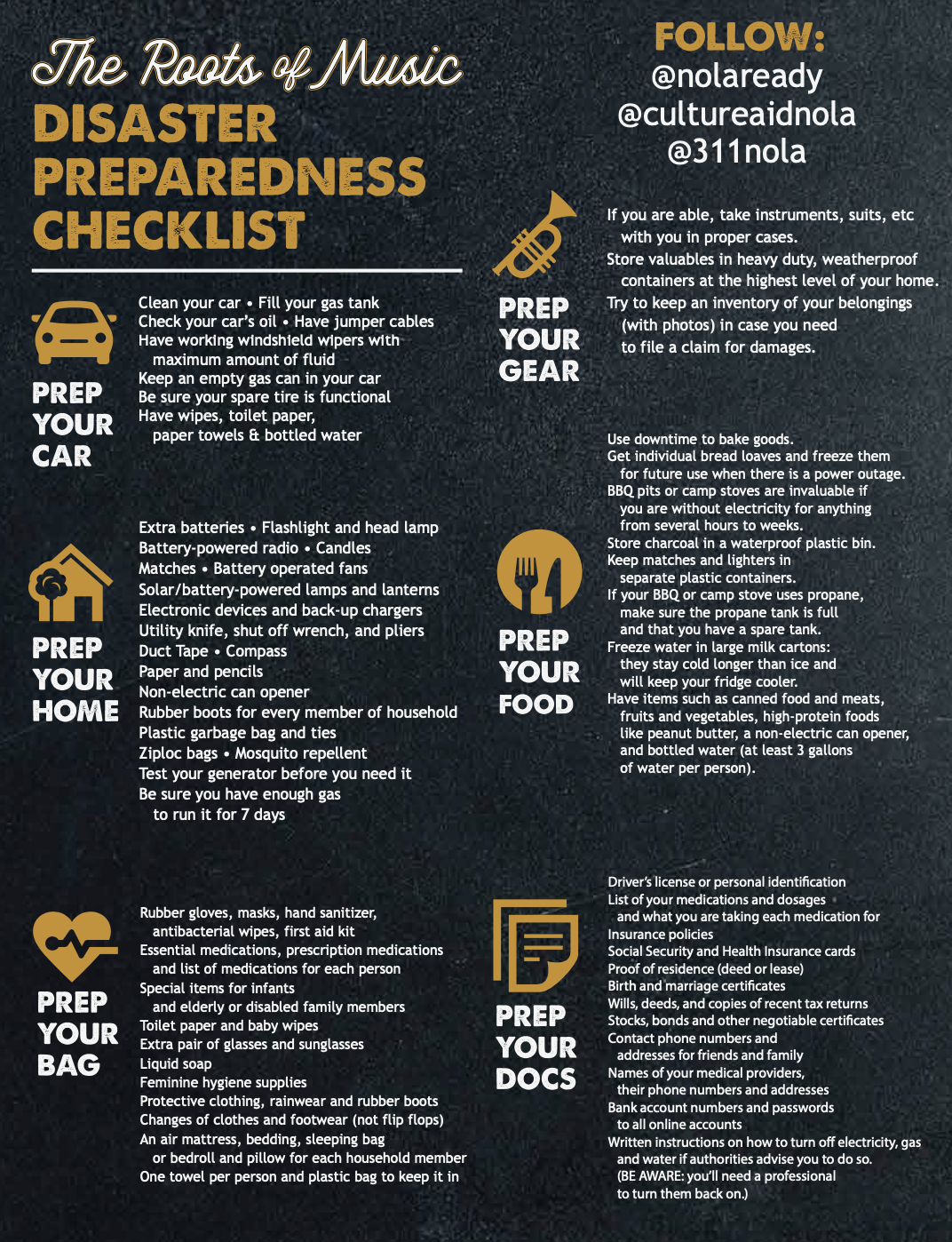 Hurricane Preparedness Flyer for The Roots of Music