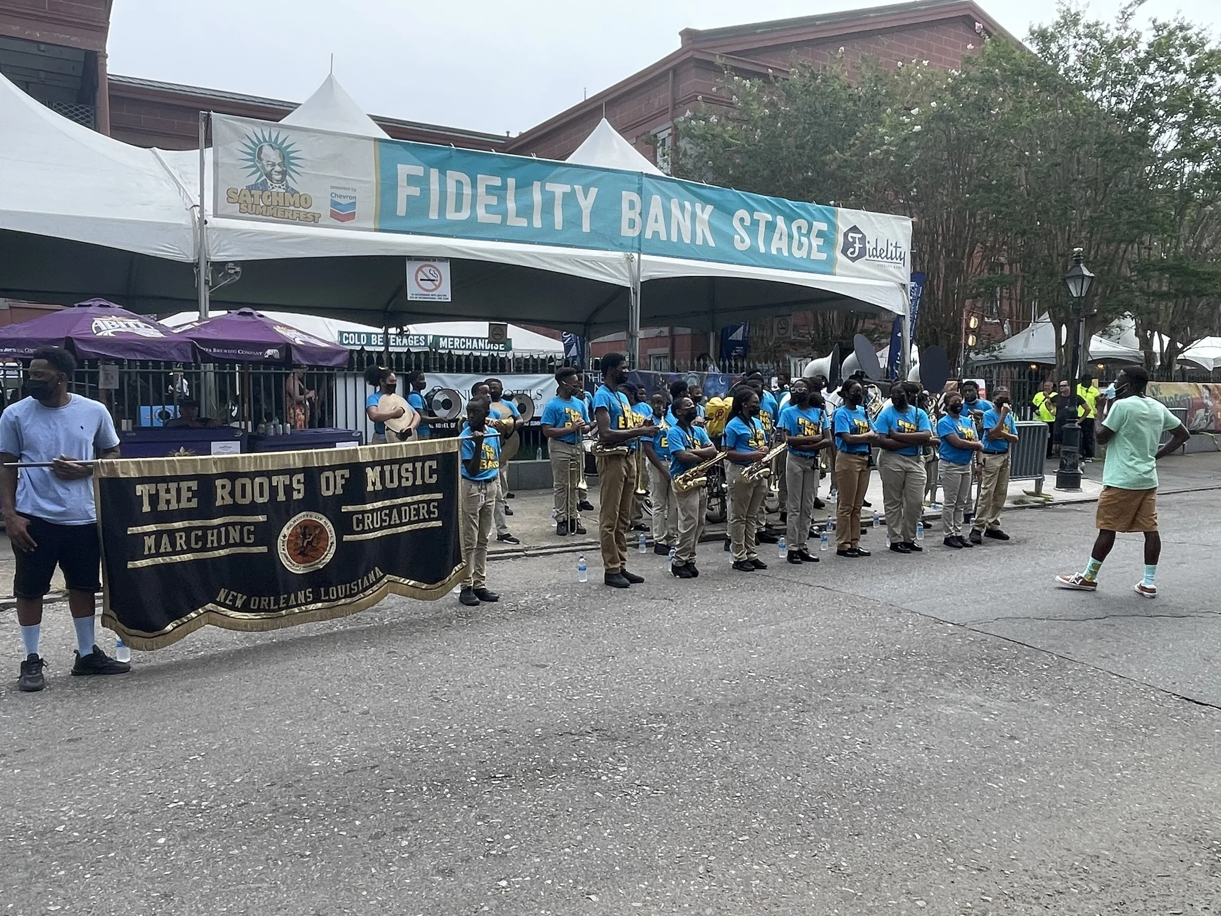 The Roots of Music marching band performs at the 2022 Satchmo Summerfest in New Orleans, LA.