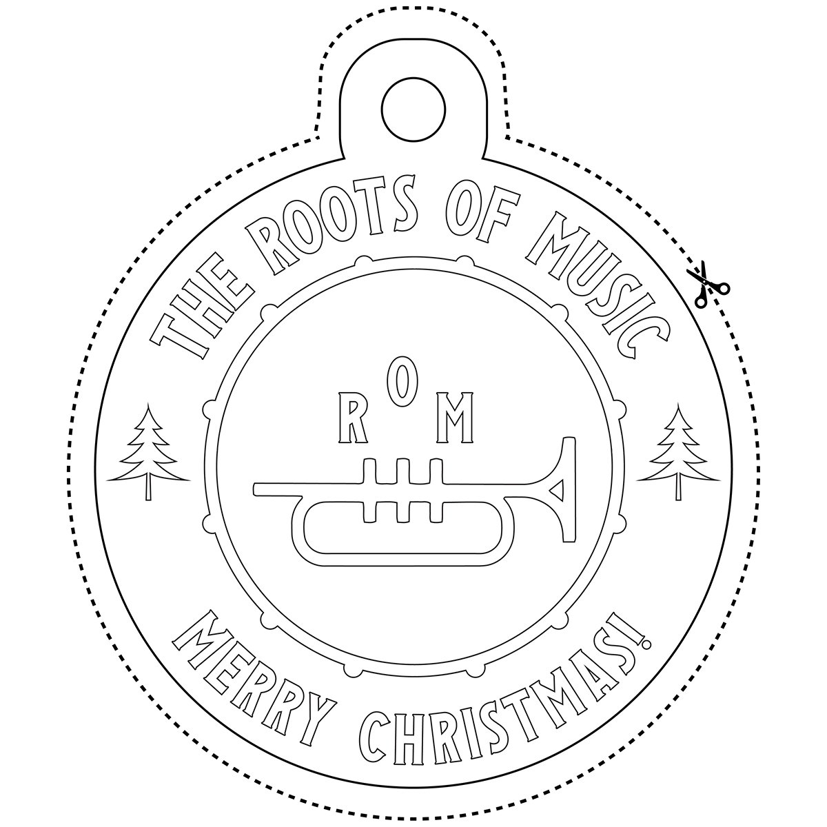 Print, color, & cut ornament for The Roots of Music. Included in our monthly e-newsletter (which I also wrote and designed every month.)