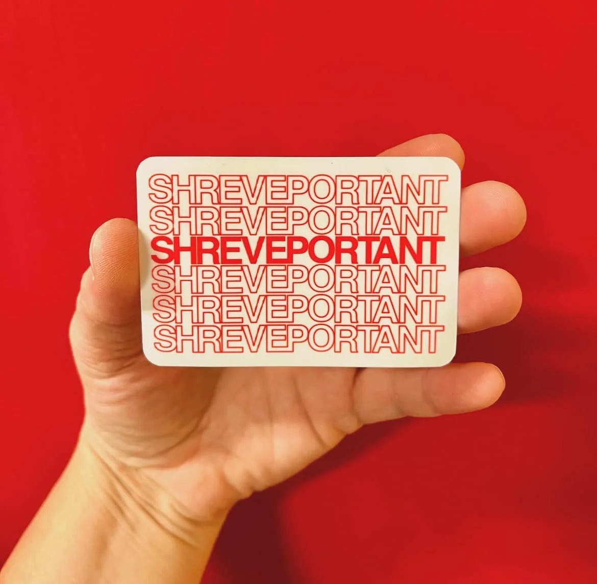 Shreveportant sticker and bag design, made for my Etsy shop and for sale in local stores