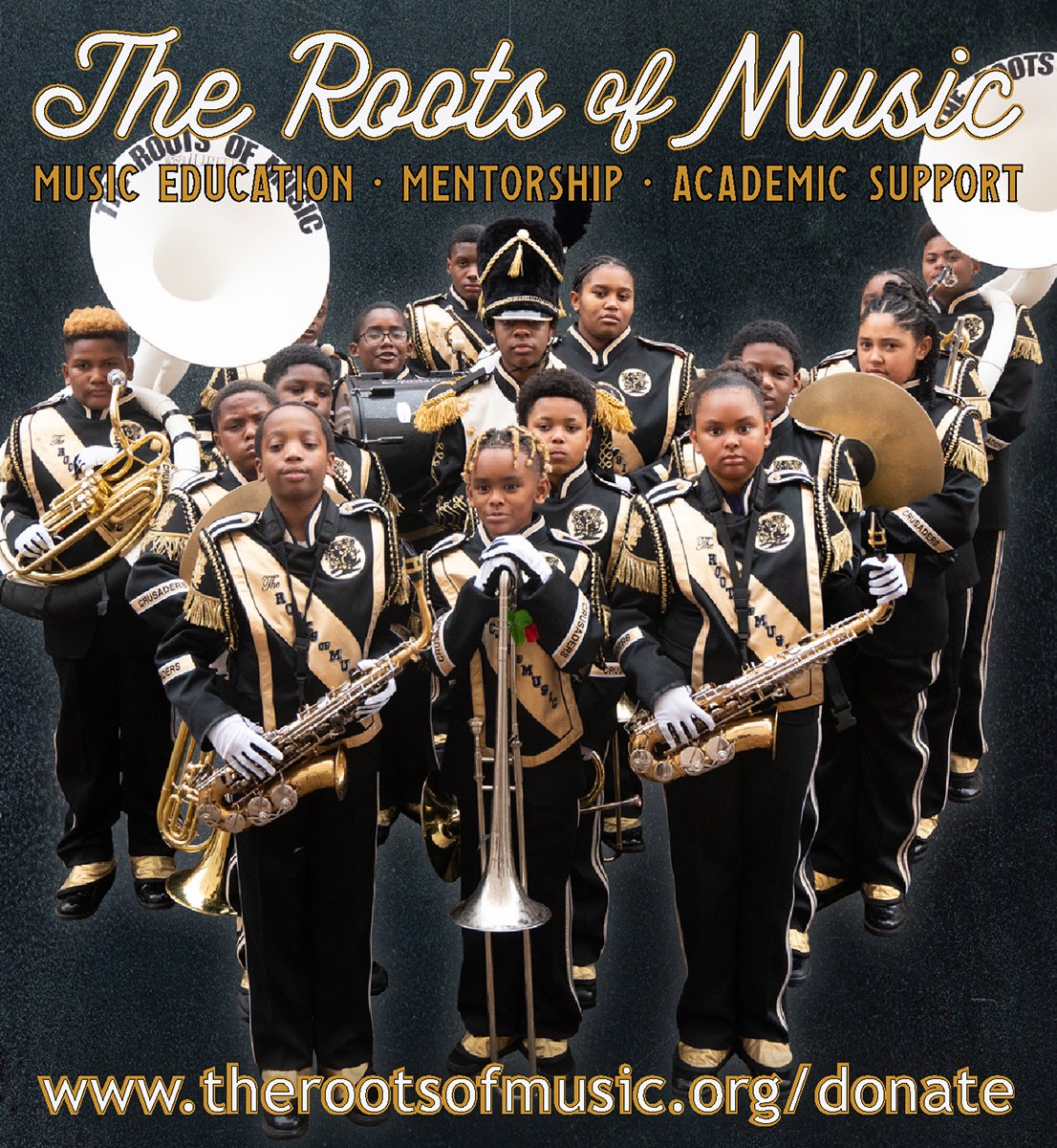 Social media graphic and print ad for The Roots of Music