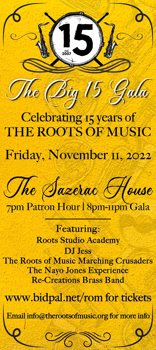 15th Anniversary Gala Invite for The Roots of Music