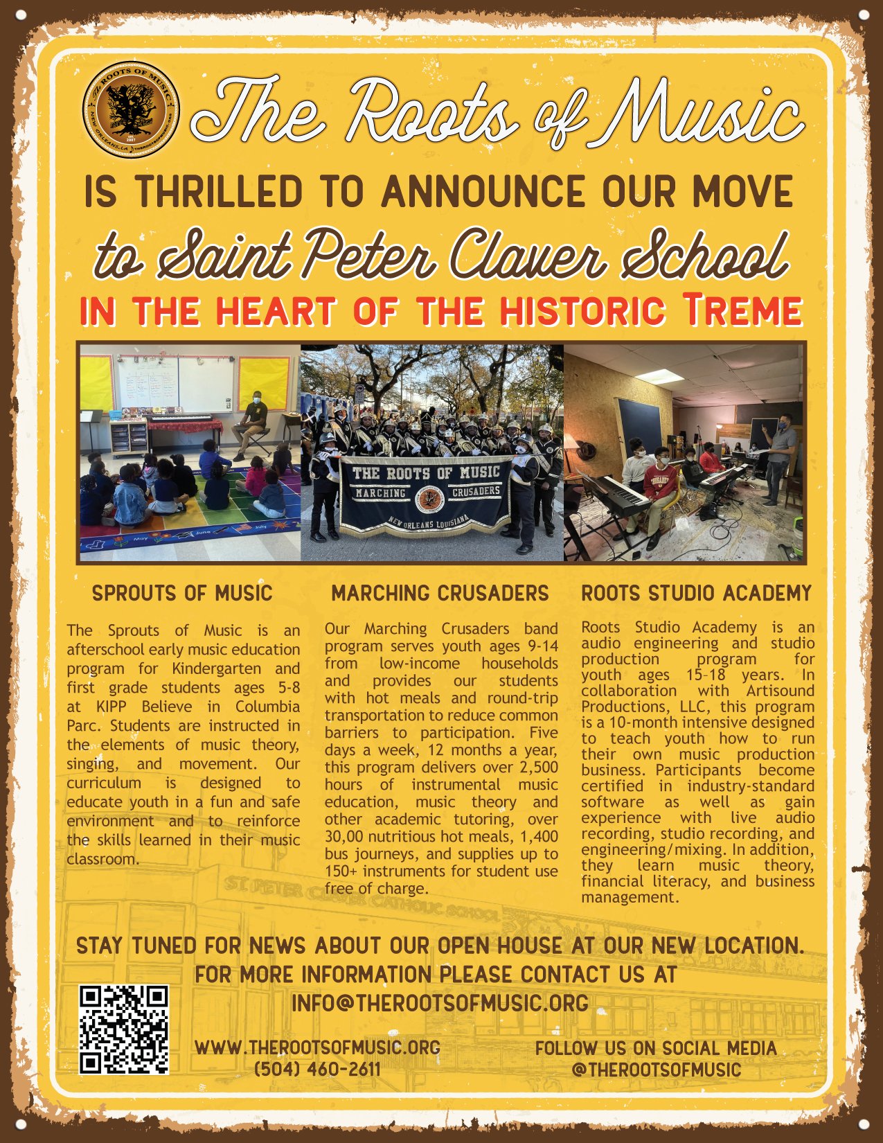 Moving Announcement Flyer for The Roots of Music
