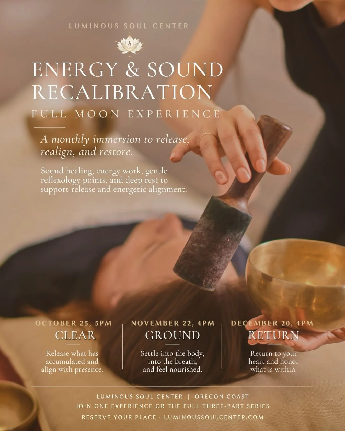 Our sound healing experience is evolving.

Energy + Sound Recalibration | Full Moon Experience

A monthly immersion created to support release, energetic alignment, and deep restoration.

Each 80-minute experience weaves immersive sound healing with 