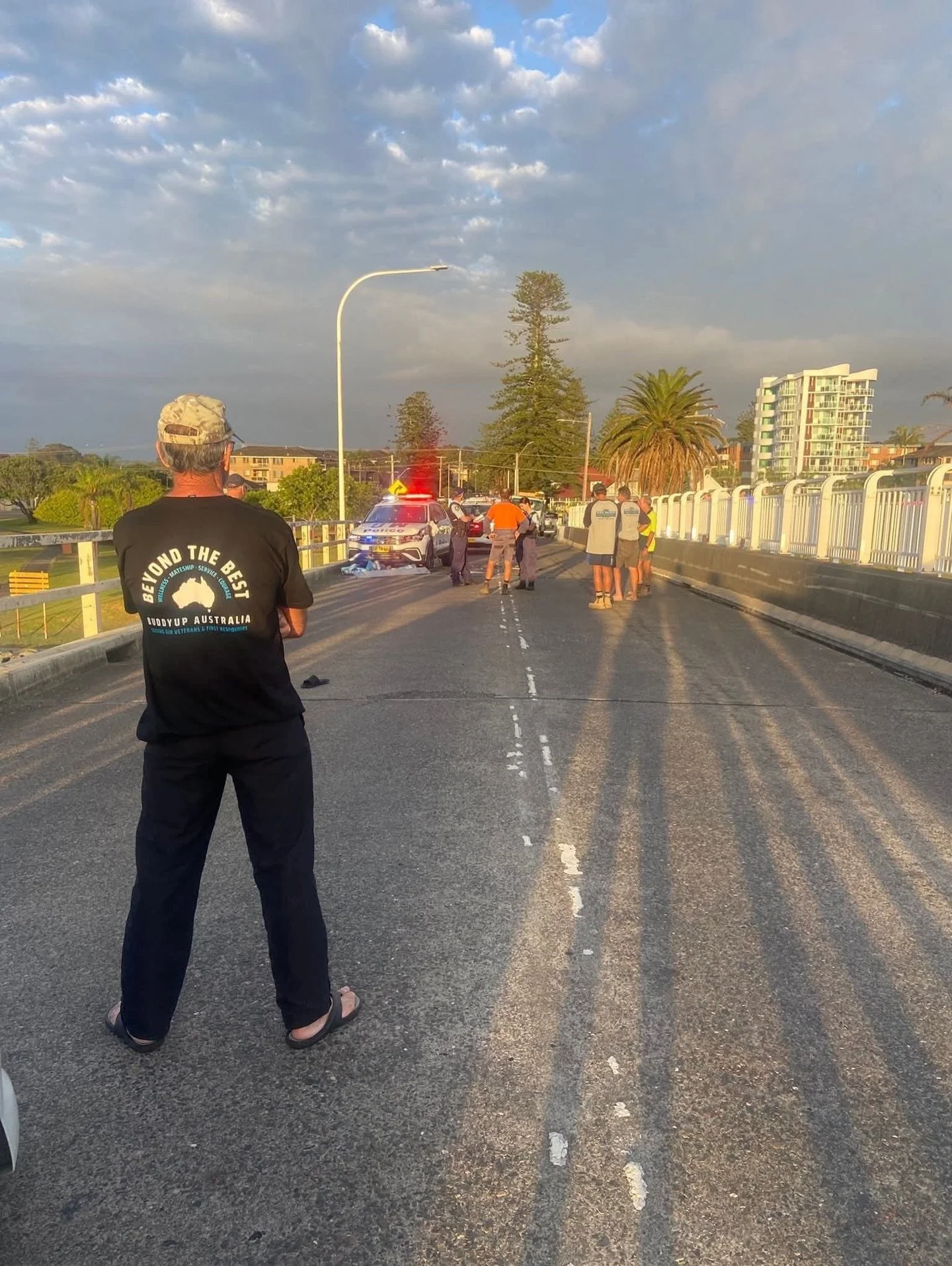The irony of this moment isn&rsquo;t lost on us.

A Buddy Up member, wearing our BUA shirt, standing quietly in front of a real-life emergency. Police and paramedics doing what they do every single day.

Many of our members are first responders. This