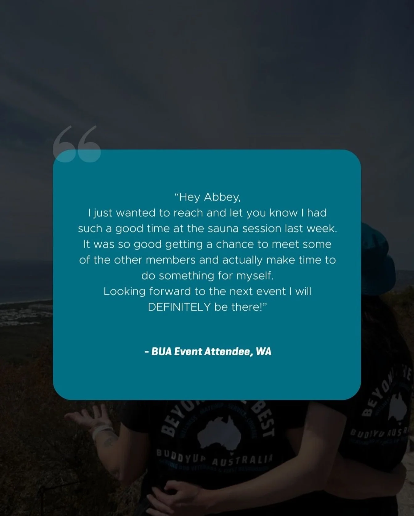 Member feedback like this always makes us smile 😊 

Try a BUA event and see for yourself!

#adf #firstresponders #support #events #community