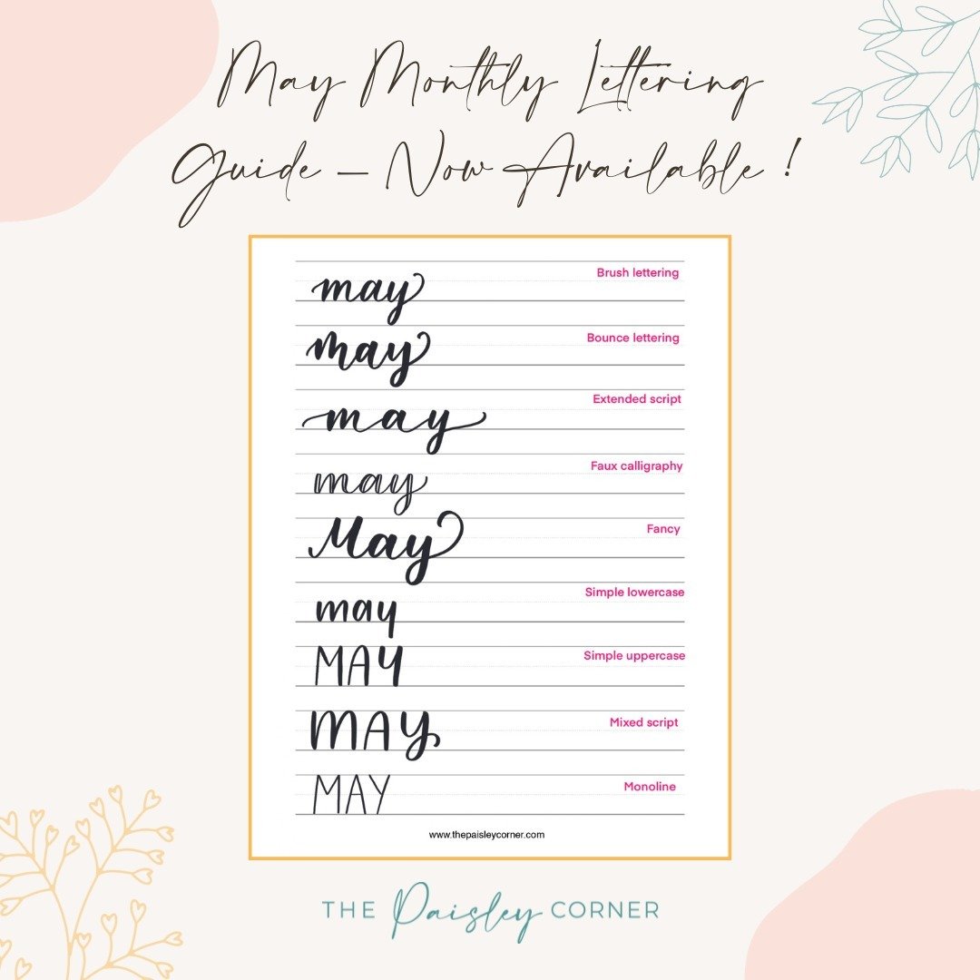 Spark your artistic flair with The Paisley Corner's Monthly Lettering Guide! 🎨✍️ Explore a variety of lettering styles with a glimpse into May's edition. Ideal for both beginners and seasoned enthusiasts.

Tap the link in the profile to subscribe an