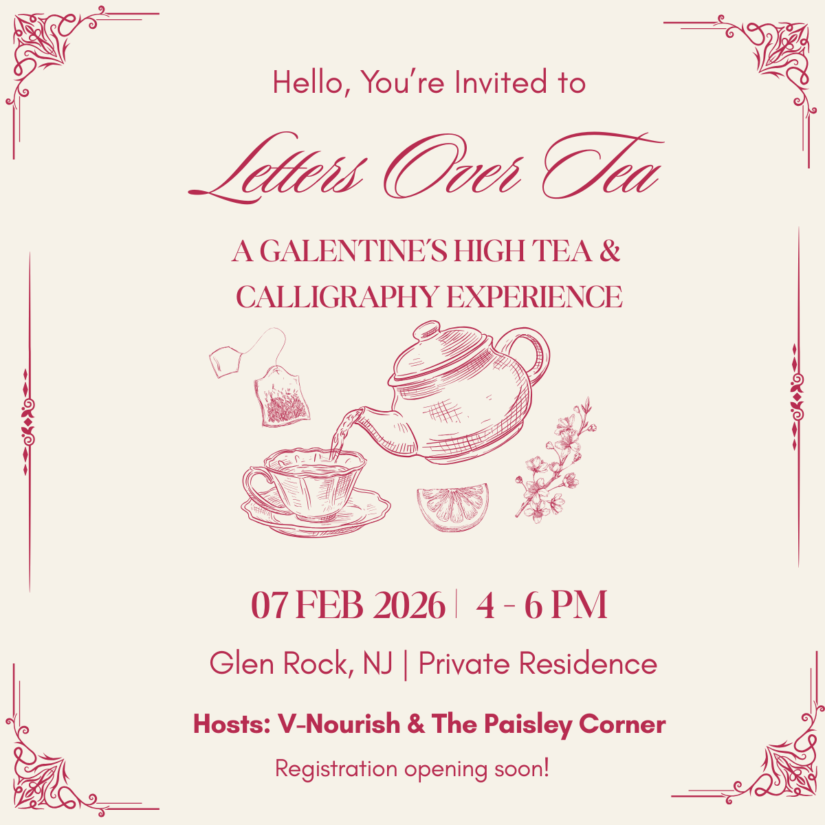 Galentine’s High Tea & Calligraphy Experience