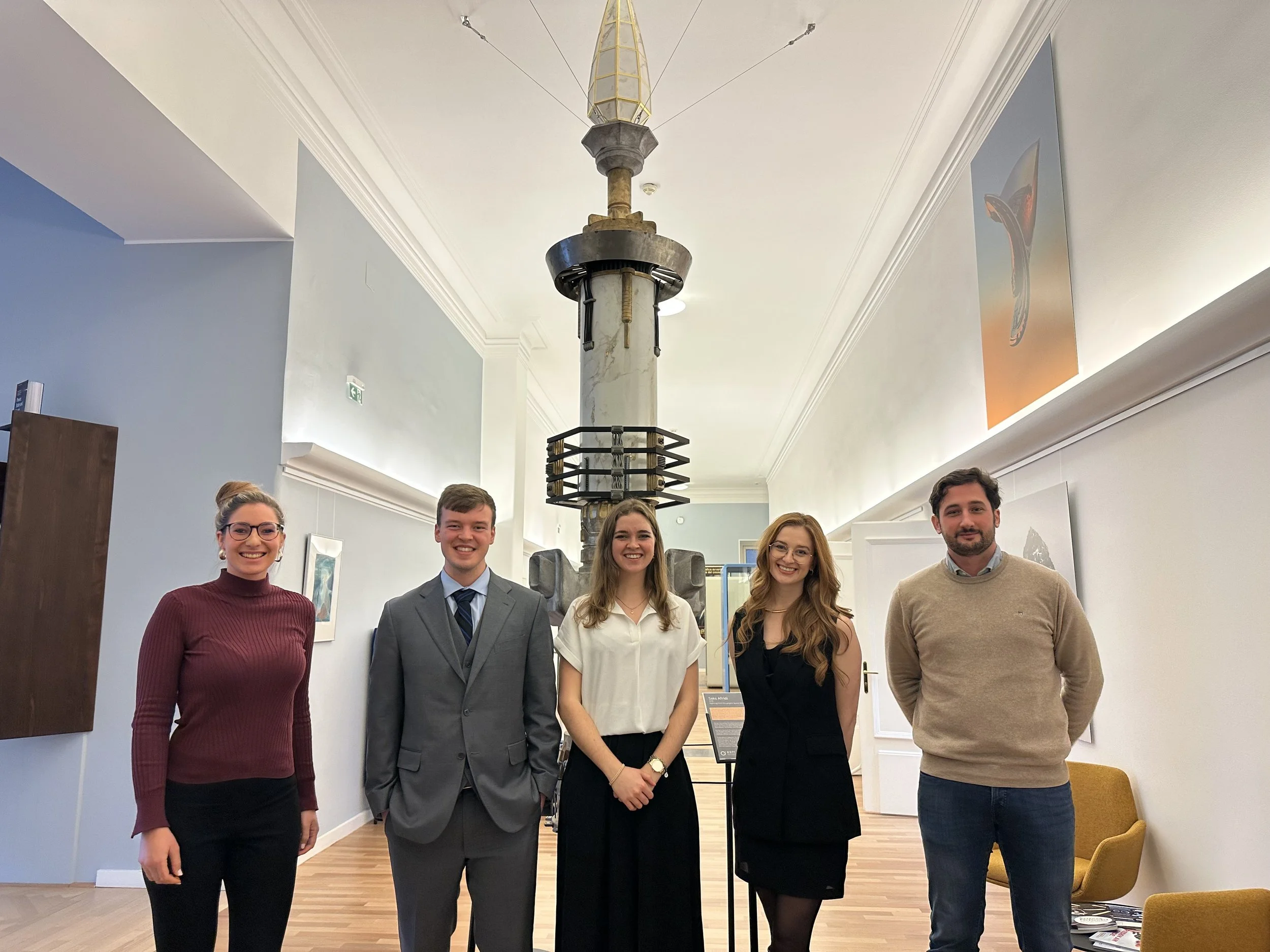 Ava Schwarz and Jackson Parrott at the headquarters of the European Space Policy Initiative in Vienna.