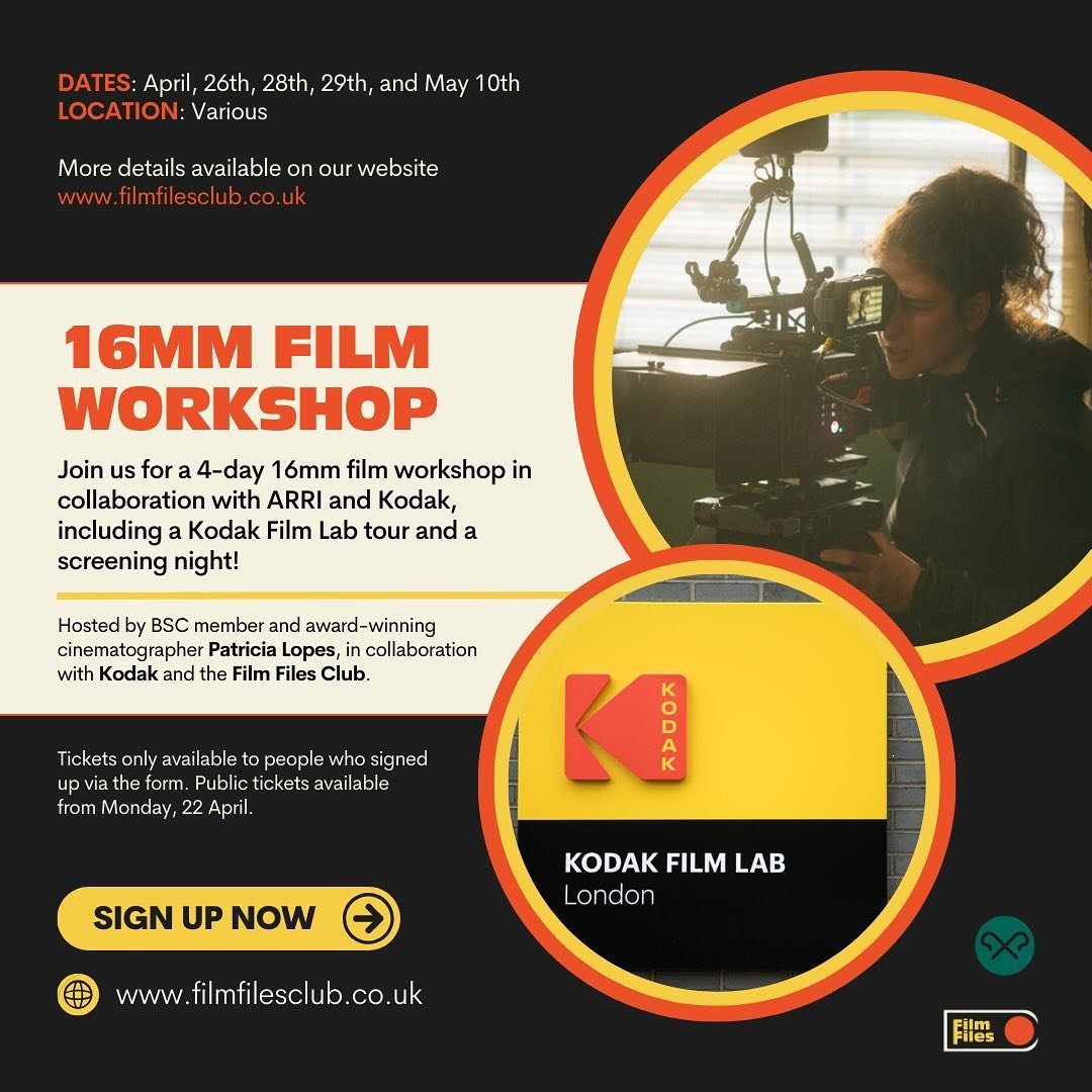 Join us for a 4-day 16mm film workshop run by Film Files - including a Kodak Film Lab tour and a screening night!
.
Link in our bio&hellip;