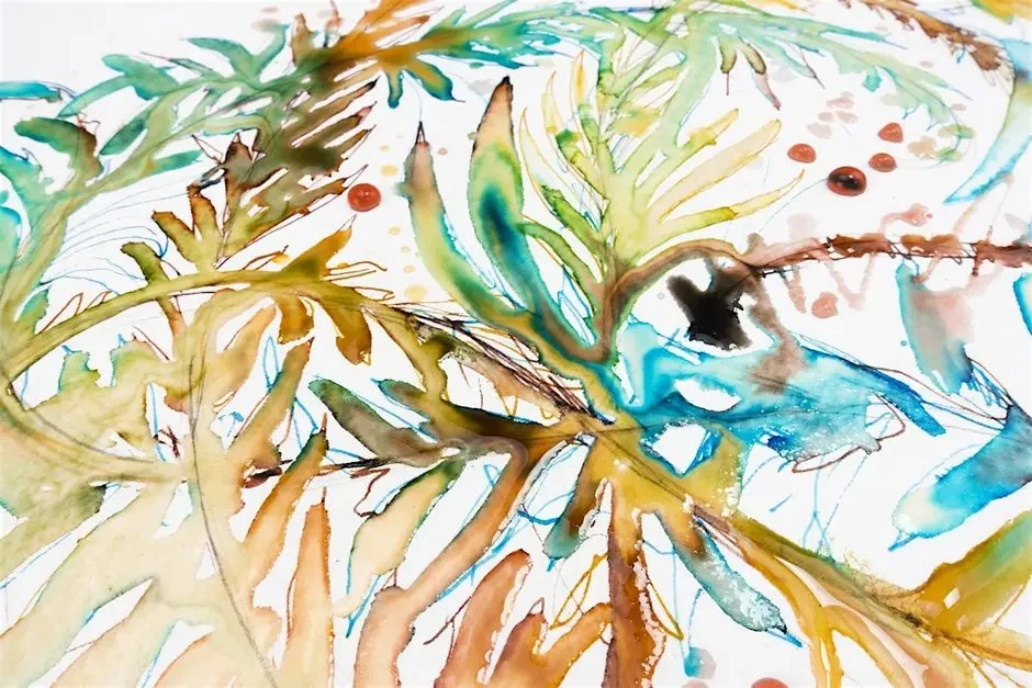 Playful Painting Session with Ink and Tea