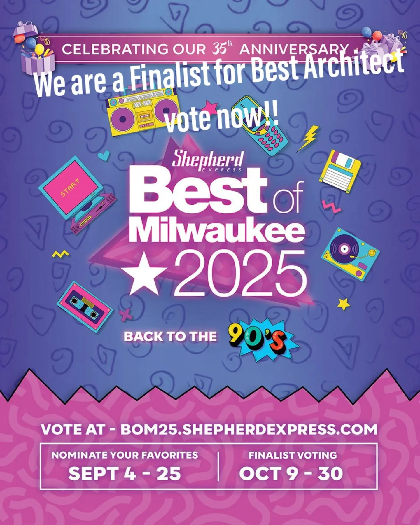 We are a finalist Best Architect in the Shepherd Express Best of Milwaukee! Vote now! Link in bio

#milwaukeearchitect #architecturefirm
#architectoffice #architect #cedarburgwi #mequonwi #milwaukeearchitecture #milwaukee #graftonwi #thiensvillewi #b