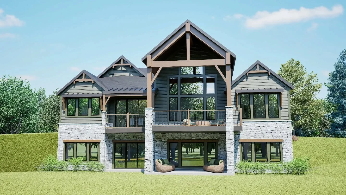 Renderings of the lake home we designed for our clients in Hayward, WI on Grindstone Lake.

#lakehouse #lakelife #architecture #customhomes #architectdesigned