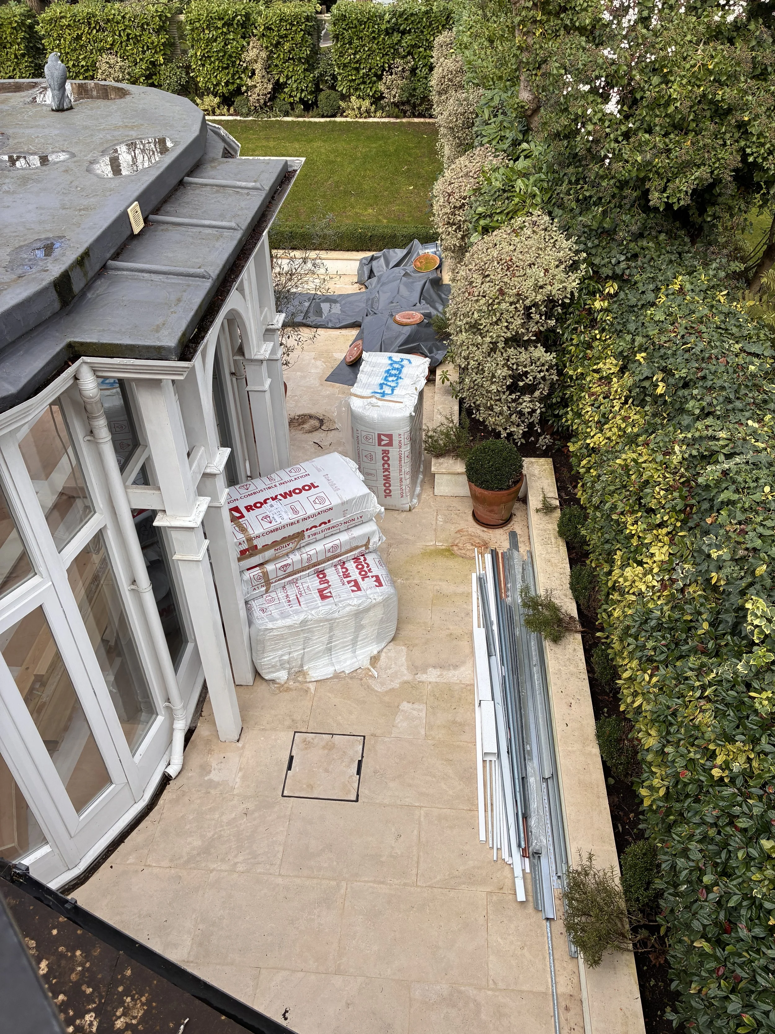 Work in progress image of a conservatory being constructed