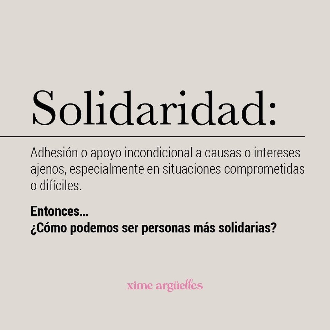 &iquest;C&oacute;mo podemos ser personas m&aacute;s solidarias? 🤔 S&iacute;, es posible que serlo no cambie el mundo, pero s&iacute; puede cambiar el mundo de una persona. 

La solidaridad va m&aacute;s all&aacute; de un acto de caridad, es un cambi