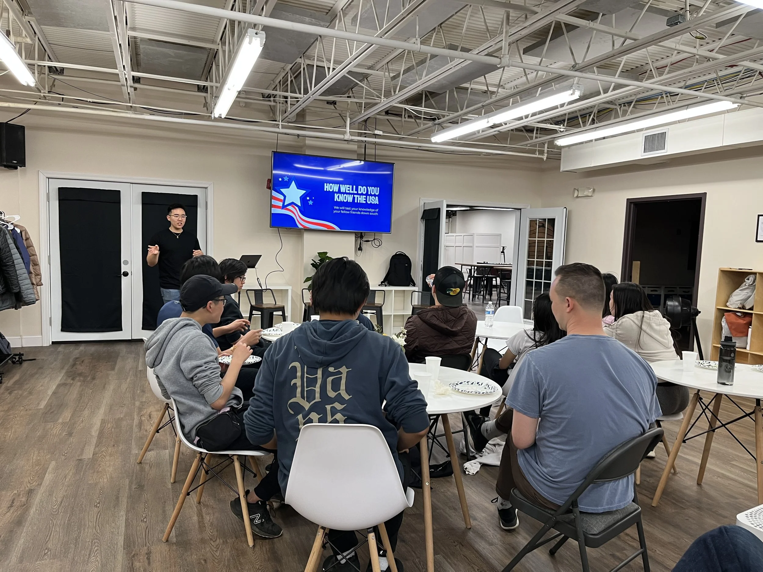 Day 4 - Mission team members listen to  testimonies of young Christian evangelists