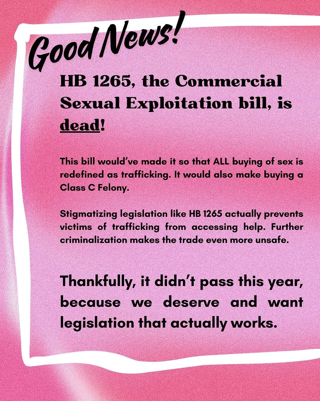 Good news: that awful commercial sex trafficking bill that so many of you signed and wrote in to oppose is dead! And guess who paid us a visit to ask for the bill to pass: our (least) favorite councilmember Moore. 

In what world does it help SWers t
